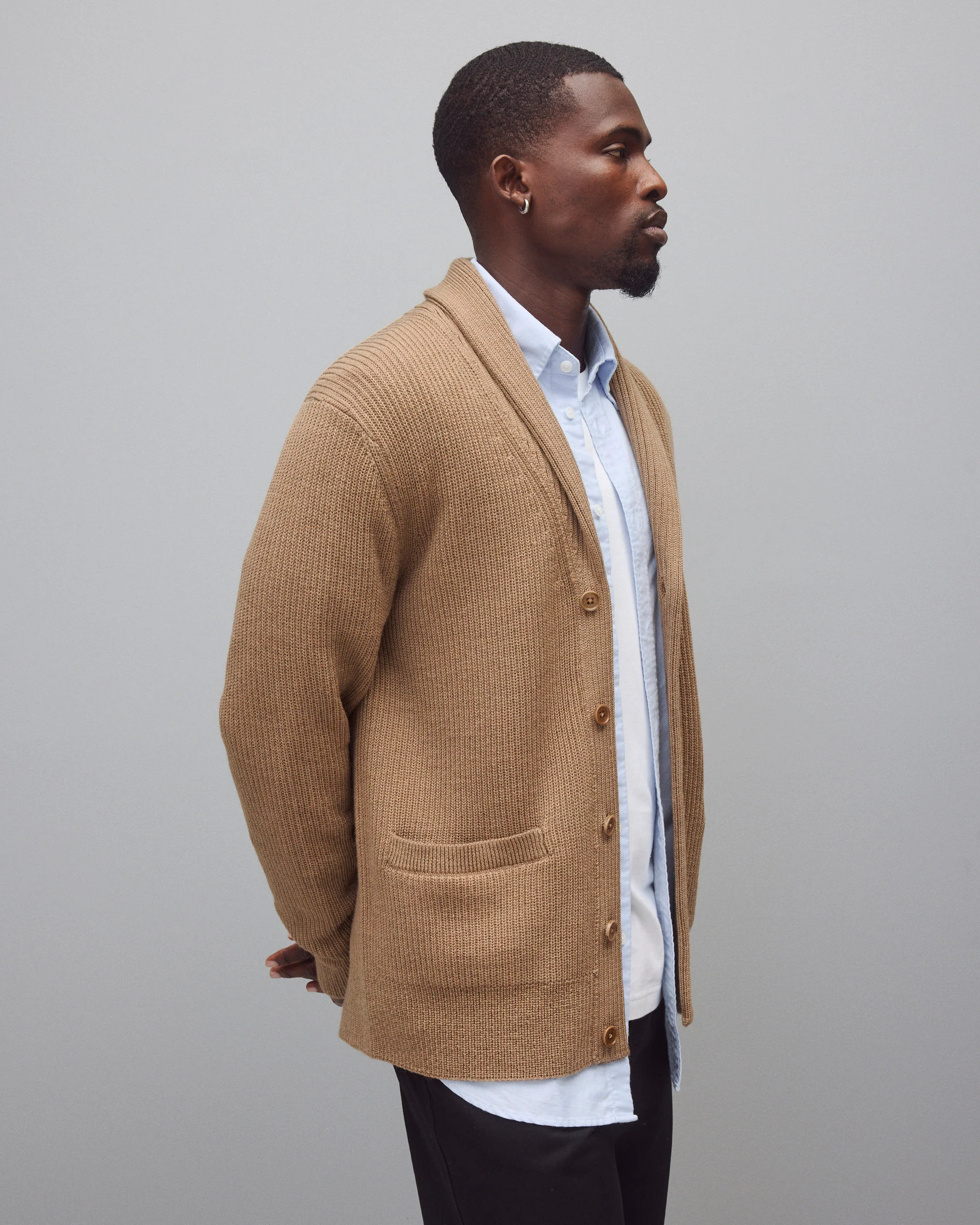 Merino Rib Vinnie Shawl Cardigan - Image 4